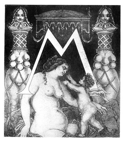 Bogstav "M" for Volpone, 1898 af Aubrey Beardsley