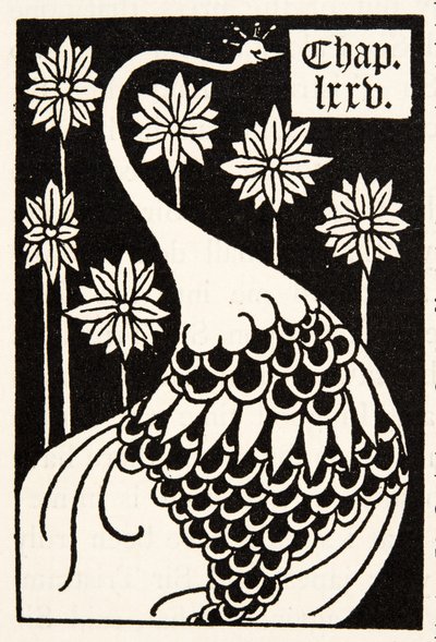 Påfugl, kapiteloverskrift af Aubrey Beardsley