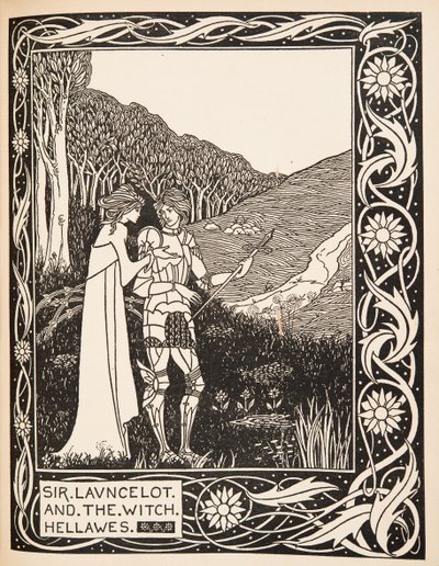 Sir Launcelot og heksen Hellawes af Aubrey Beardsley