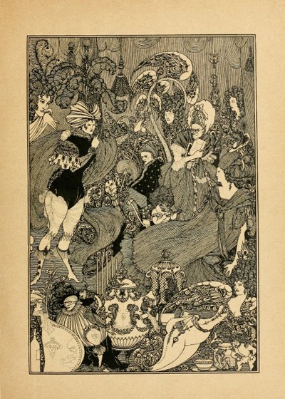 Låsens voldtægt. Illustration til The Cave of Spleen af Alexander Pope af Aubrey Beardsley