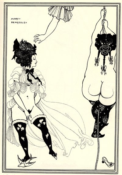 To athenske kvinder i nød. Illustration til The Lysistrata of Aristophanes, 1896 af Aubrey Beardsley