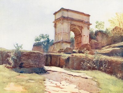 Rom: Titusbuen fra Via Sacra (farvelitografi) af Aubrey Waterfield