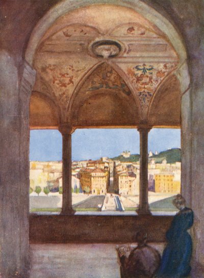 Rom: Fra loggiaen på S. Angelo (farvelitografi) af Aubrey Waterfield