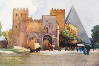 Rom: Porten til S. Paolo (farvelitografi) af Aubrey Waterfield