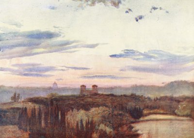 Rom: Villa Medici og Peterskirken (farvelitografi) af Aubrey Waterfield