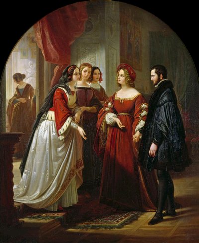 Tasso før Eleonora dEste, 1839. af August Ferdinand Hopfgarten