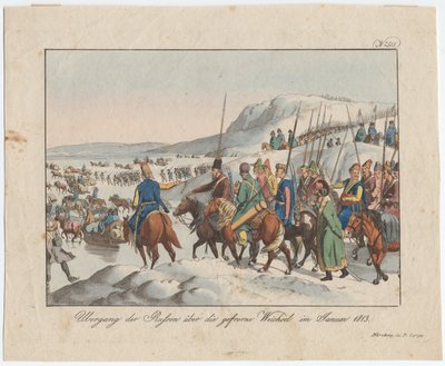 Den russiske hær krydser Vistula i januar 1813, ca. 1815 af August Friedrich Andreas Campe