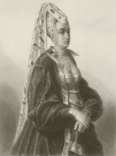 Konigin Isabeau (gravering) af August Friedrich Pecht
