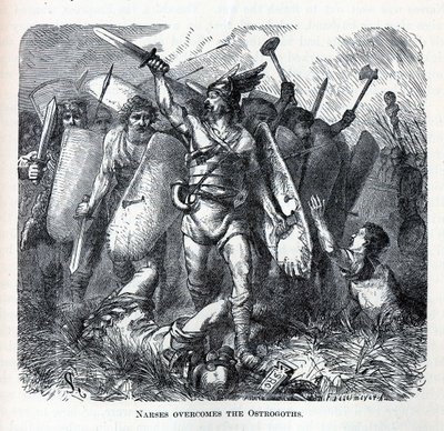 Narses overvinder østgoterne, 1882 af August Heinrich Ferdinand Tegetmeyer