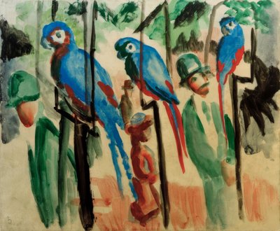 Med papegøjerne af August Macke
