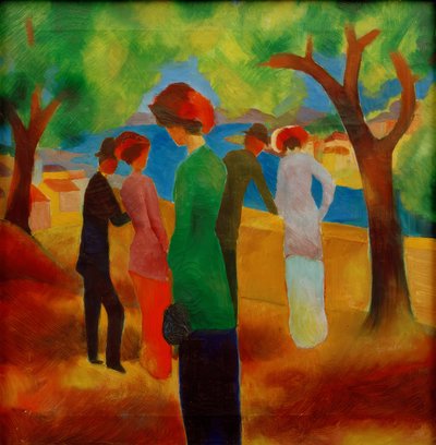 Dame i grøn jakke af August Macke