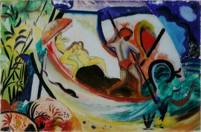 Tre piger i en pram af August Macke