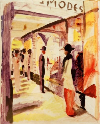 En shoppinggade under lysthuse af August Macke