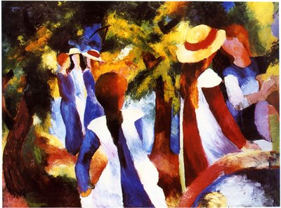 Piger under træer af August Macke