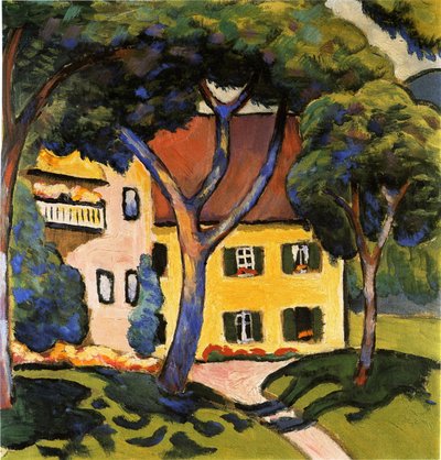 Hus i Tegernsee, 1910. af August Macke