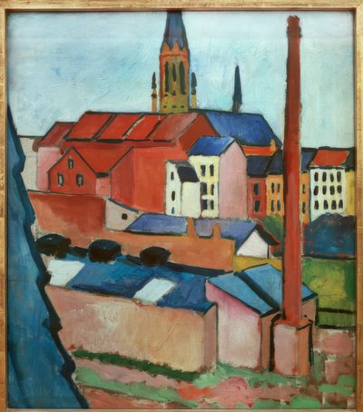 Marienkirche med huse og skorsten af August Macke