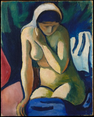 Nøgen pige med tørklæde af August Macke