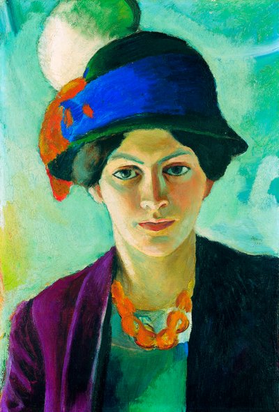 ""Portræt af kunstnerens hustru med en hat"" (kunstnerens kone med hat) Maleri af August Macke (1887-1914) af August Macke