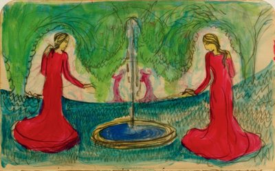 Dans ved springvandet af August Macke