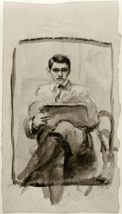 Selvportræt, tegning af August Macke