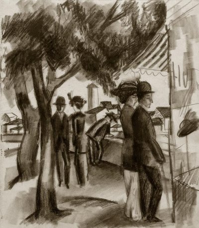 Vandrere under træer af August Macke
