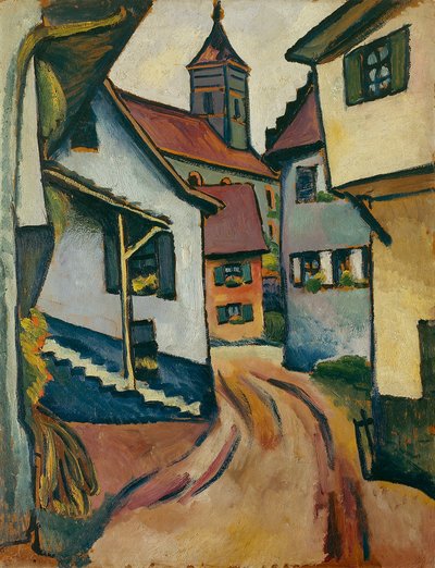 Gade med kirke i Kandern af August Macke
