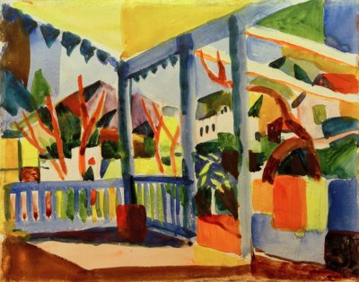 Terrasse på landstedet i St. Germain af August Macke