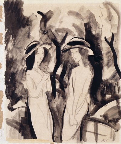 To piger; To piger, 1914 af August Macke