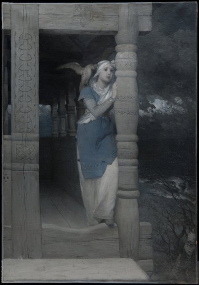 »Ingeborgs klagesang«, illustration til en ny udgave af »Frithiofs saga« af Esaias Tegnér, udgivet i 1888 af August Malmström