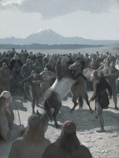 Historien om brændte Njáll: Hestekampen ved Hliðarendi, 1880
