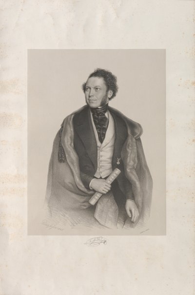 Portræt af komponisten og dirigenten Gottfried von Preyer 1807-1901, 1845. af August Prinzhofer
