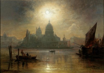 Venedig, en måneskinsnat over Santa Maria della Salute af August Seidel