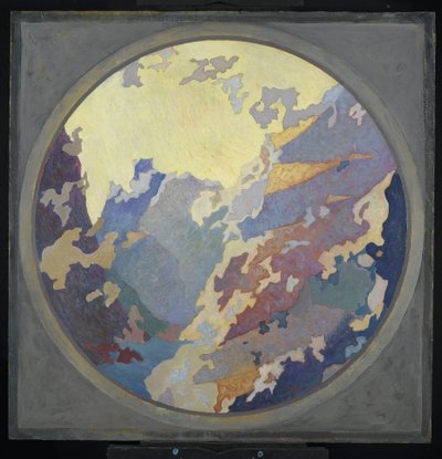 Canyon, ca. 1931 (olie på lærred på pap) af August Vincent Tack