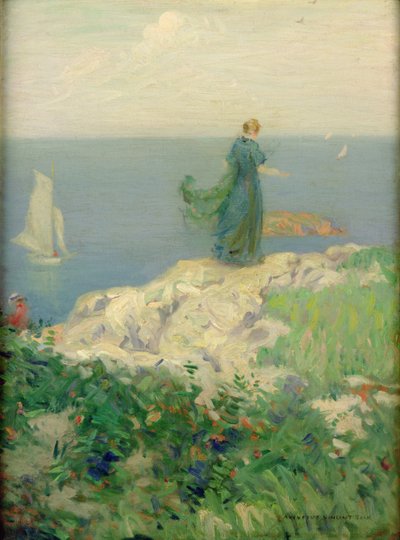 Seaside Scene (olie på lærred) af August Vincent Tack