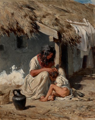 Ungarsk landsbyidyl af August von Pettenkofen