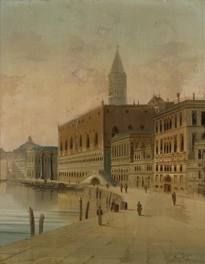 Riva dei Schiavoni Venedig af August von Siegen