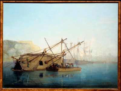 En sejlbåd med en karenage akvarel af Auguste Aiguier (1819-1865) af Auguste Aiguier