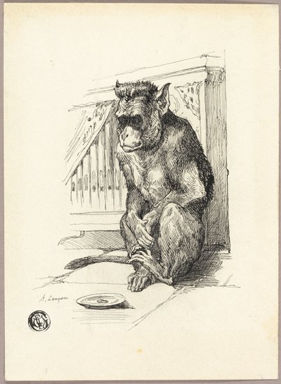 Tiggende abe af Auguste Andre Lancon