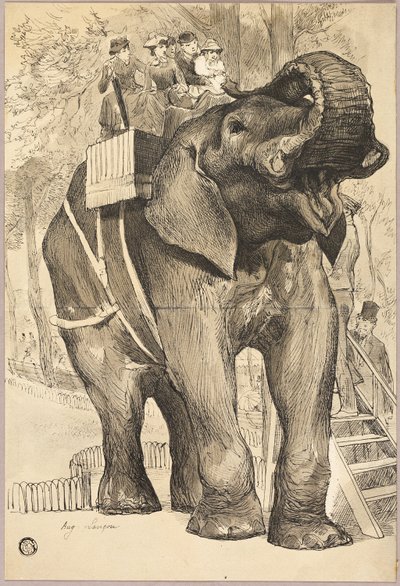 Elefant med ryttere af Auguste Andre Lancon