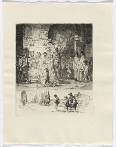 Frédéric Mistral: Erindringer og historier af Frédéric Mistral: fødsel/figurer, der går på en vej (indsæt efter s. 32) af Auguste Brouet