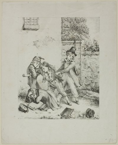 Skoledrenge kæmper af Auguste Bry