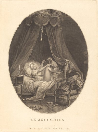 Den smukke hund af Auguste Claude Simon Legrand after Nicolas Lavreince