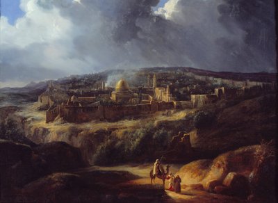 Udsigt over Jerusalem, taget fra Josafats dal. Maleri af Auguste Forbin (1777 - 1841) af Auguste Forbin