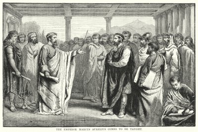 Kejser Marcus Aurelius kommer for at blive undervist (gravering) af Auguste Francois (after) Laby