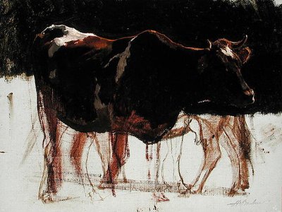 Studie af kvæg (olie på lærred) af Auguste Francois Bonheur