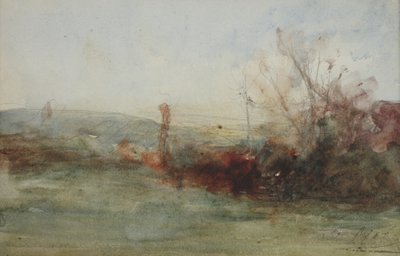 Landskab, ca. 1853-65 (akvarel på papir) af Auguste Francois Ravier
