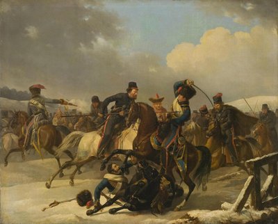 Kosakker forfulgte franske soldater tilbage, 1812, 1827 af Auguste Joseph Desarnod