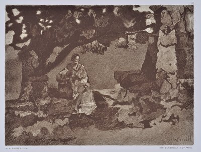 Kvinden ved brønden (tegning) af Auguste Lauzet