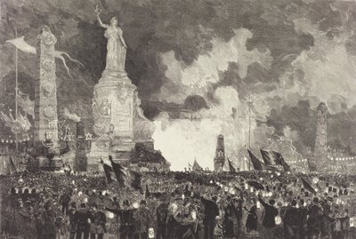14. juli. Belysning af Place de la République, 1883. af Auguste Lepere
