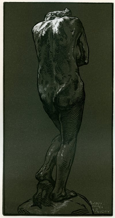 Et træsnit efter en statue af Rodin, 1898. af Auguste Louis Lepère
